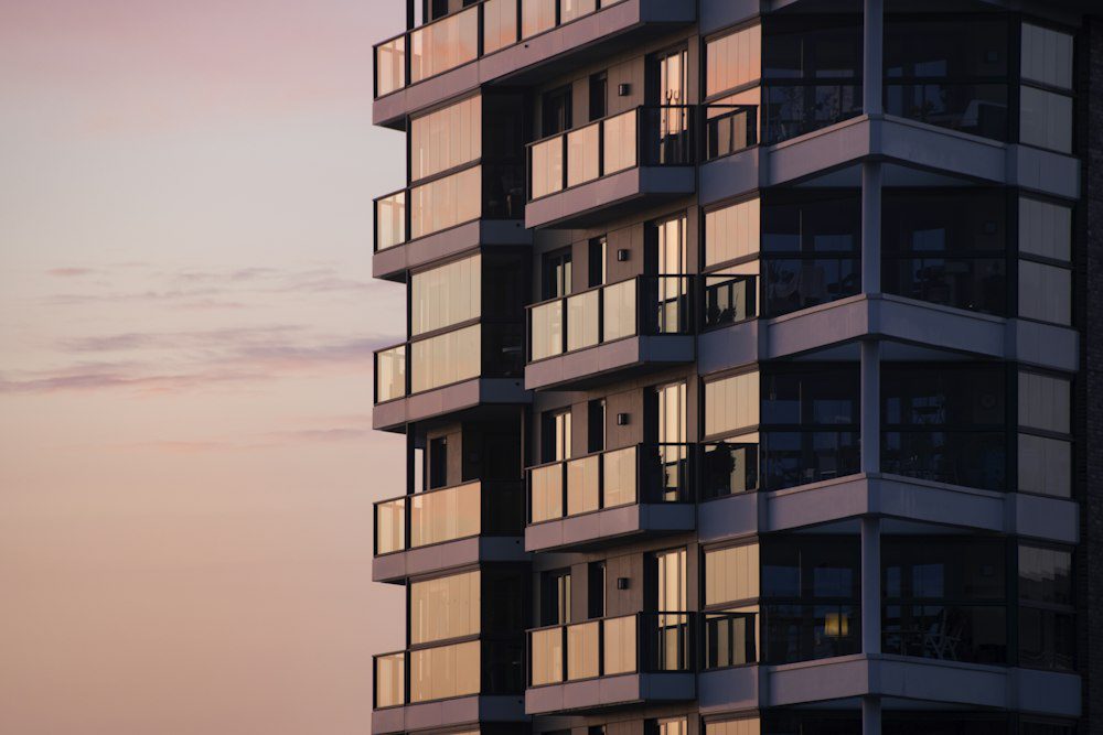 Multifamily apartment building with exterior balconies and walkways in Los Angeles